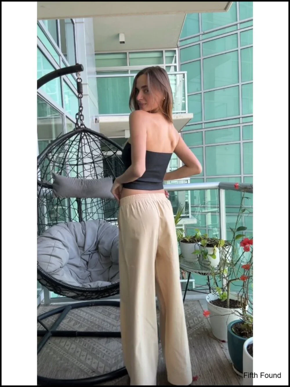 Womens Elastic Waist Palazzo Pants Wide Leg Lounge Trousers with Pockets Cotton
